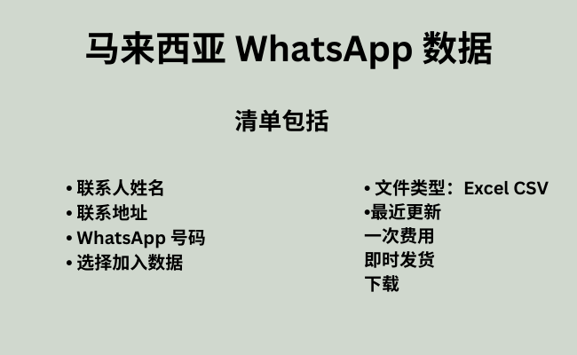 马来西亚 WhatsApp 号码数据库